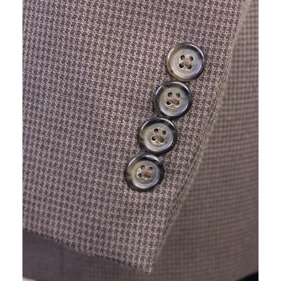 Pronto Uomo Men's Sport Coat Blazer Jacket Two Button Houndstooth Brown 46R EUC - Picture 7 of 13